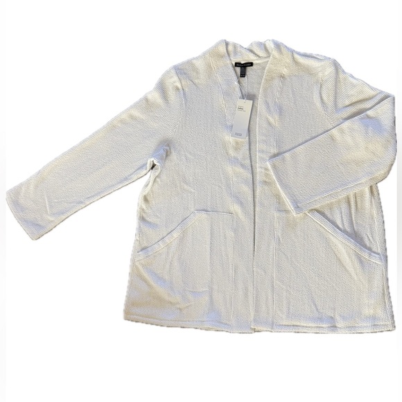 Eileen Fisher Sweaters - $260 NWT EILEEN FISHER Knit ribbed cardigan white kimono Sweater Jacket XL